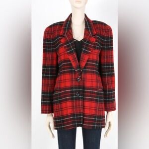 Express Vintage Blazer Academia Preppy Retro Grunge Oversize 90s Plaid Red.S